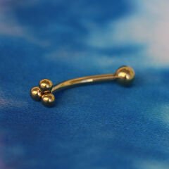 Üç Top 10x1,2mm Çelik Banana Piercing, Kaş-Rook-Daith-Snug-Vertical Tragus