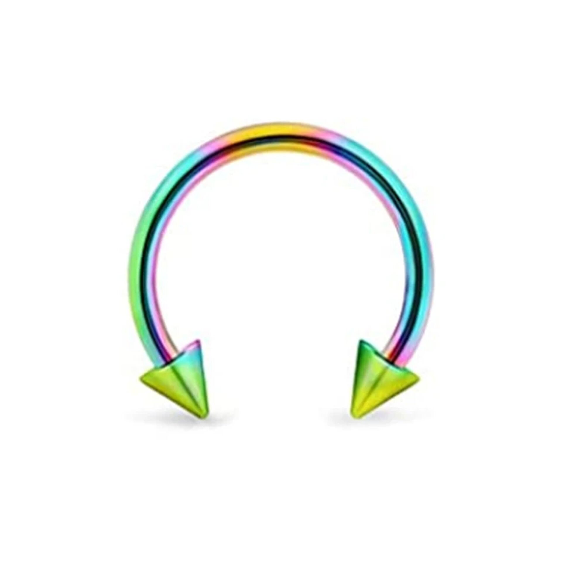 Gökkuşağı Çelik Yarım Halka Piercing, Tragus-Daith-Helix-Dudak-Septum