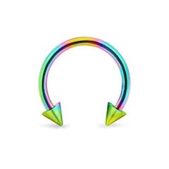 Gökkuşağı Çelik Yarım Halka Piercing, Tragus-Daith-Helix-Dudak-Septum