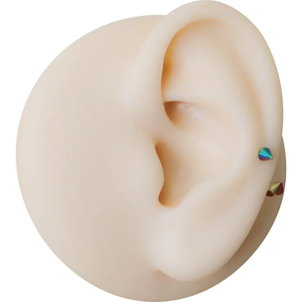 Helix ve daith kullanımı için uygun paslanmaz gökkuşağı spike burun dudak kıkırdak piercing