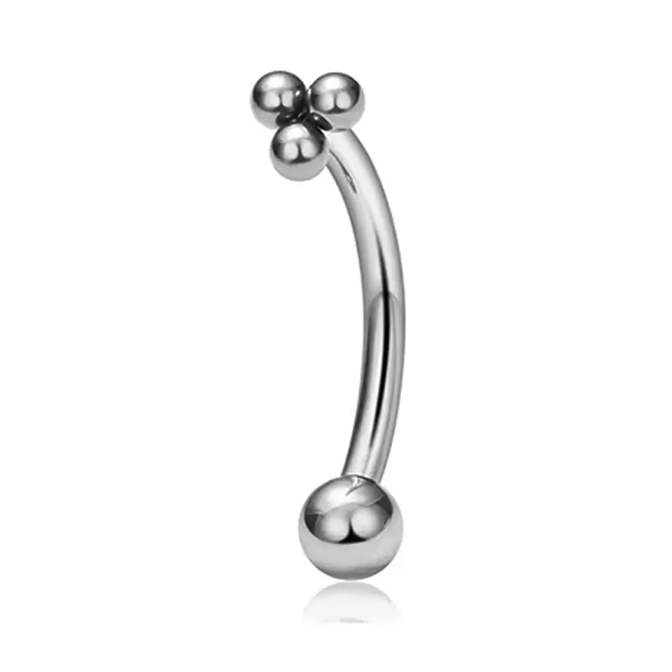 Üçlü Top Figürlü Gümüş rengi 316L Cerrahi Çelik Kaş - Rook Piercing 