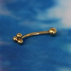 Üç Top 10x1,2mm Gold Çelik Banana Piercing, Kaş-Rook-Daith-Snug-Vertical Tragus