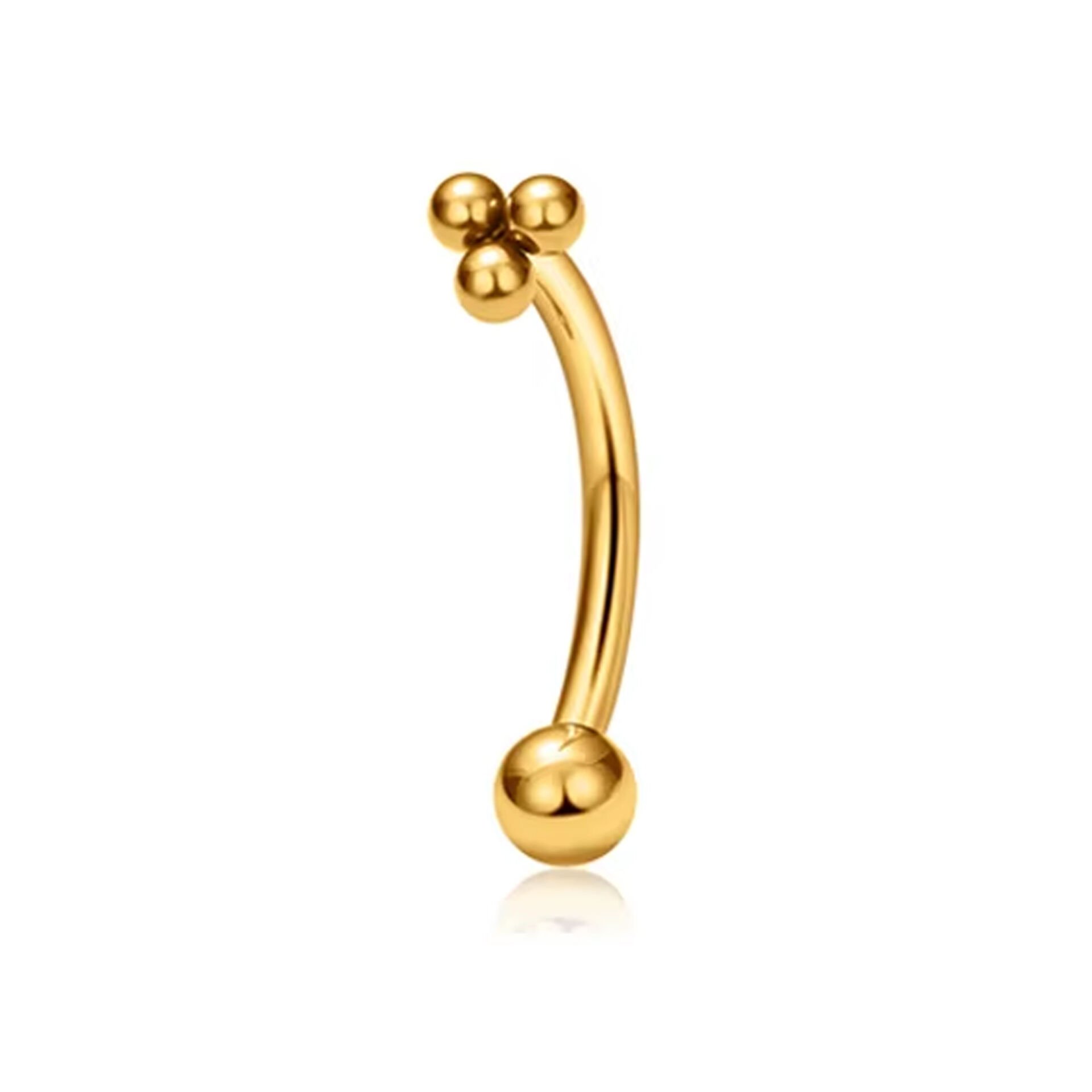 Üç Top 10x1,2mm Gold Çelik Banana Piercing, Kaş-Rook-Daith-Snug-Vertical Tragus