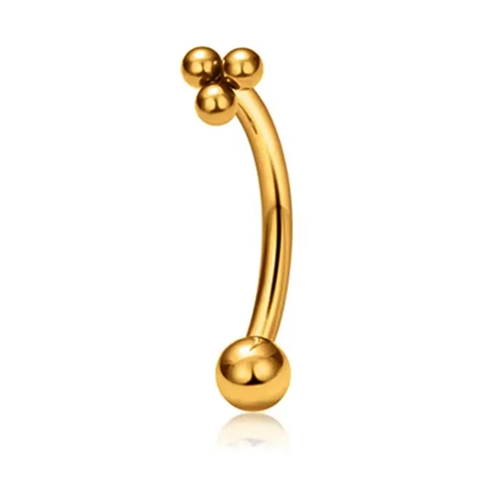 Üçlü Top Figürlü Gold rengi 316L Cerrahi Çelik Kaş - Rook Piercing 