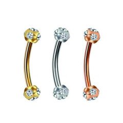 Çok Taşlı Top 3mm x 8mm x 1.2mm Çelik Banana Piercing, Kaş-Rook-Daith-Snug-Vertical Tragus