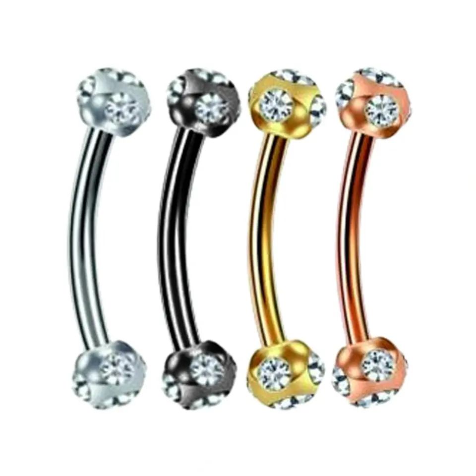 Çok Taşlı Top Tasarımlı 316L Cerrahi Çelik Kaş ve Rook Piercing renkleri