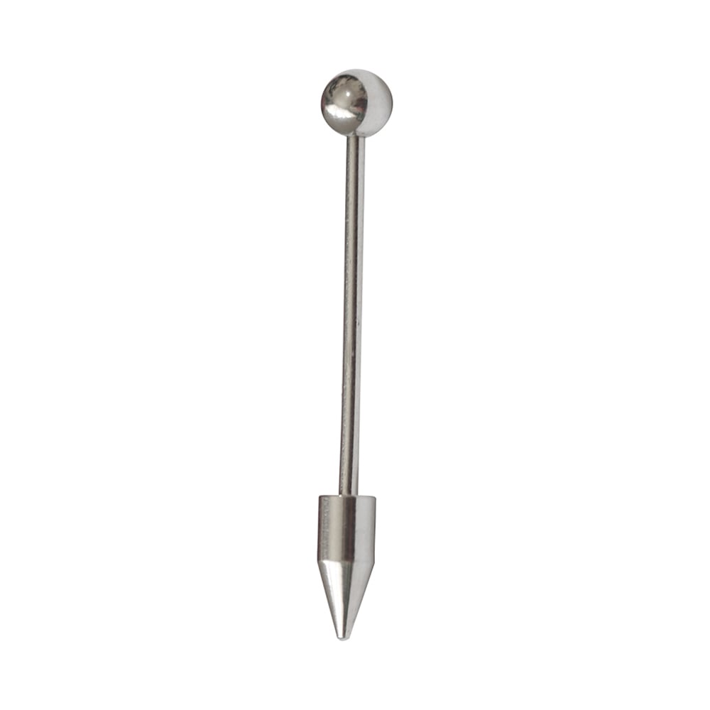 Cerrahi çelik gümüş renkli uzun düz bar bir ucu top diğer ucu sivri konik kazık piercing
