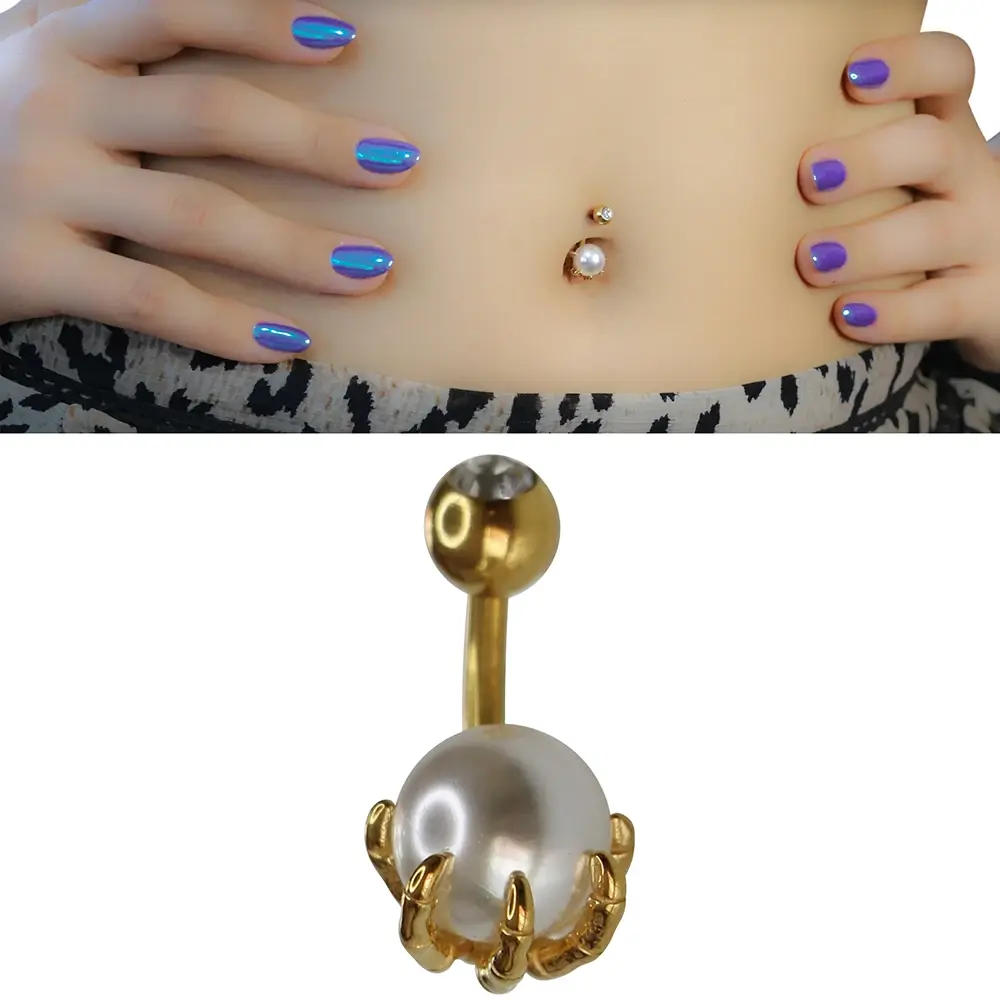 1,6 mm Kalınlıkta Dragon’s Pearl Cerrahi Çelik Göbek Piercing Ölçü Ve Duruş Bilgisi