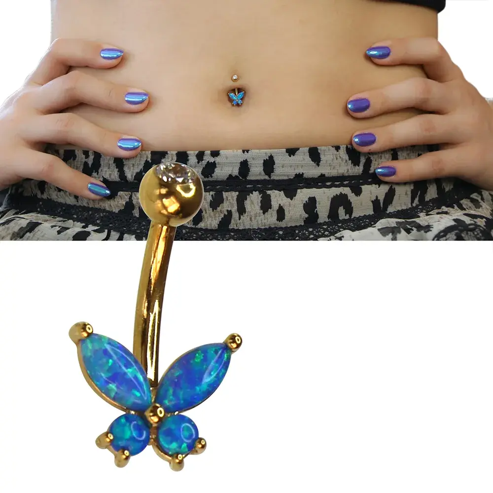 1,6 mm Kalınlıkta Papillon Dream Opal Taşlı Cerrahi Çelik Göbek Piercing Ölçü Bilgisi
