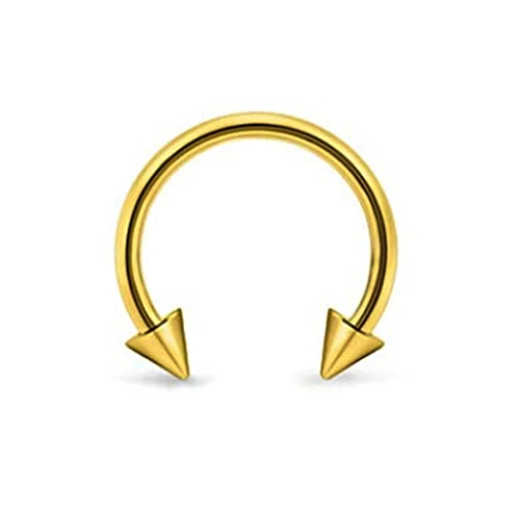 Altın renkli spike yarım halka tasarımı 316L cerrahi çelik burun dudak kıkırdak piercing