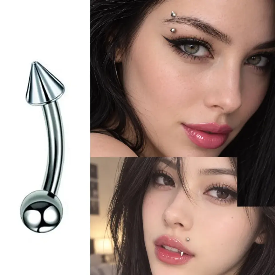 Spike Ve Top vidalı 316L Cerrahi Çelik gümüş renk Kaş ve Rook Piercing 