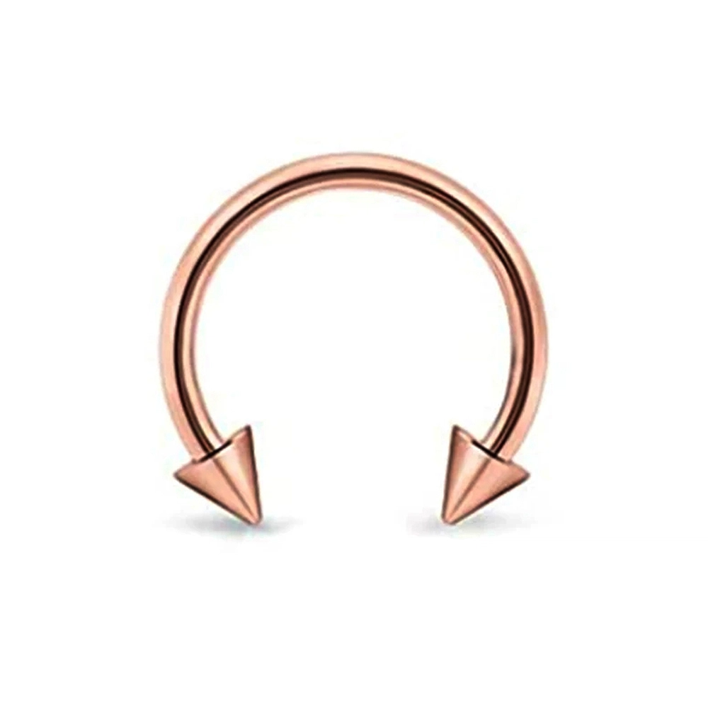 Rose renkli spike yarım halka tasarımı 316L cerrahi çelik burun dudak kıkırdak piercing
