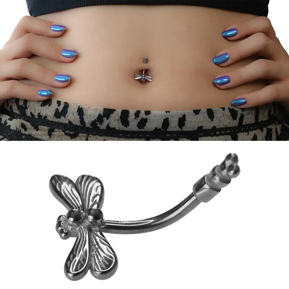 Sky Dancer Model 316L Cerrahi Çelik Göbek Piercing Yusufçuk Figürü Detay İşçiliği