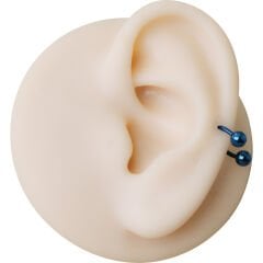 Mavi Çelik Yarım Halka Piercing, Tragus-Daith-Helix-Dudak-Septum
