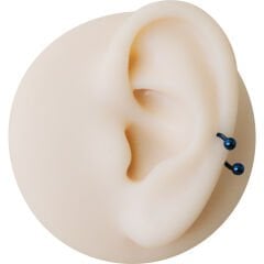 Mavi Çelik Yarım Halka Piercing, Tragus-Daith-Helix-Dudak-Septum