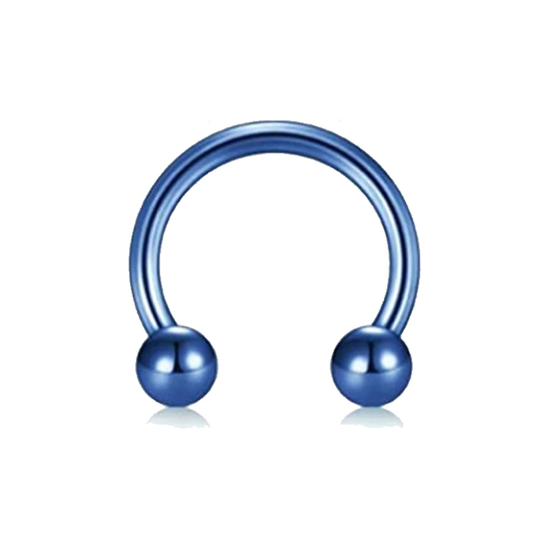 Mavi Çelik Yarım Halka Piercing, Tragus-Daith-Helix-Dudak-Septum