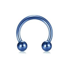 Mavi Çelik Yarım Halka Piercing, Tragus-Daith-Helix-Dudak-Septum