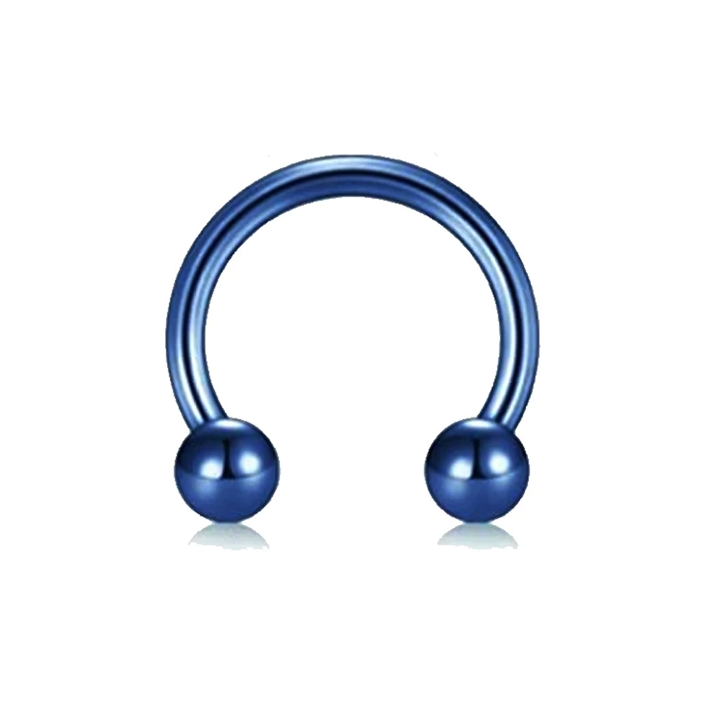 Mavi renkli toplu yarım halka tasarımı 316L cerrahi çelik burun dudak kıkırdak piercing