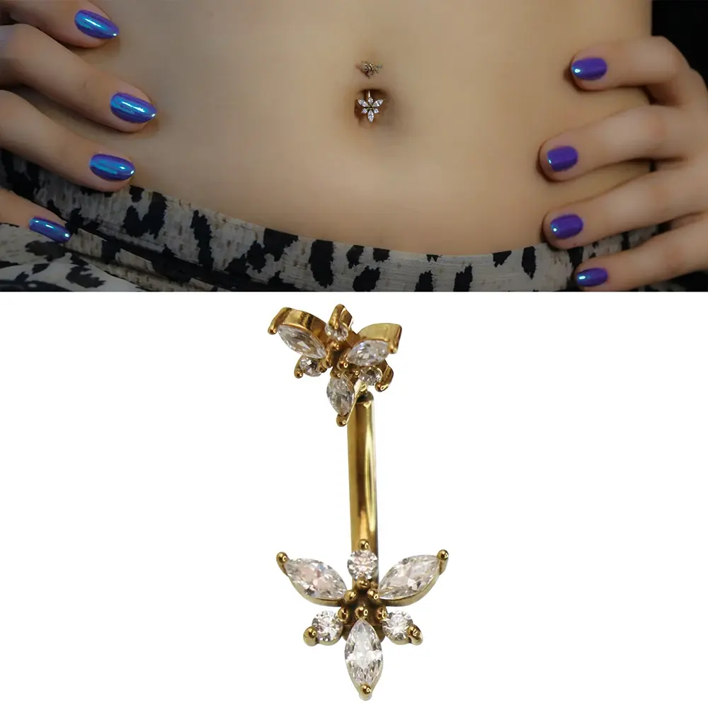 1,6 mm Kalınlıkta Marquise Flower Cerrahi Çelik Göbek Piercing Boyut Ve Ölçü Bilgisi