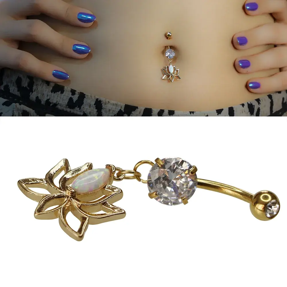 1,6 mm Kalınlıkta Moonlit Lotus Cerrahi Çelik Göbek Piercing Boyut Ve Duruş Bilgisi