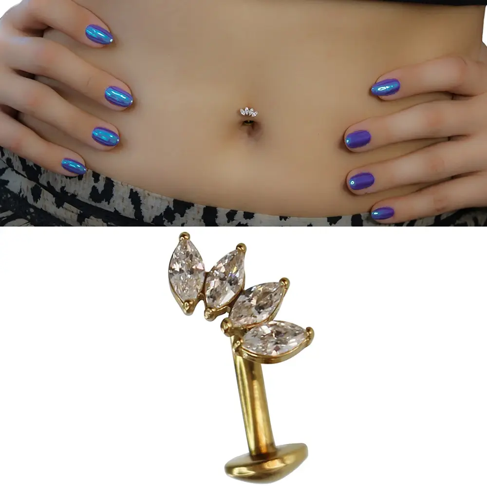 1,6 mm Kalınlıkta Marquise Tiara Cerrahi Çelik Göbek Piercing Ölçü Ve Boyut Bilgisi