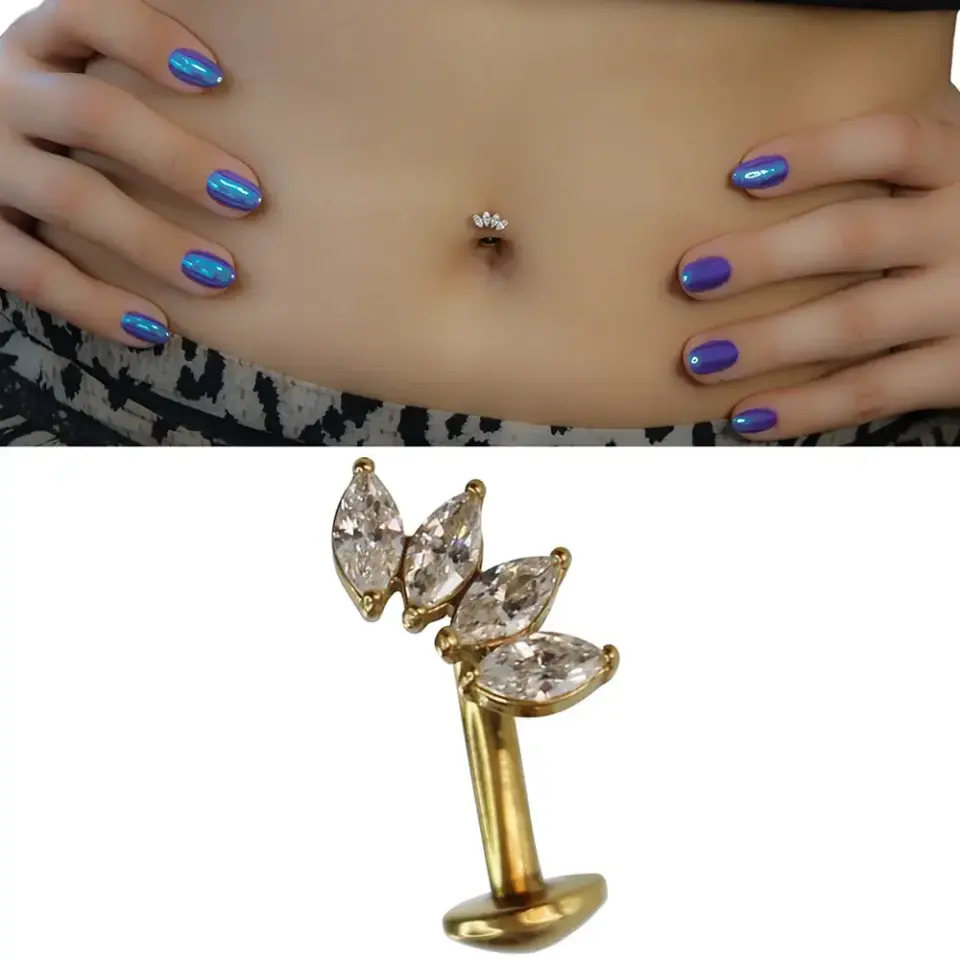 1,6 mm Kalınlıkta Marquise Tiara Cerrahi Çelik Göbek Piercing Ölçü Ve Boyut Bilgisi
