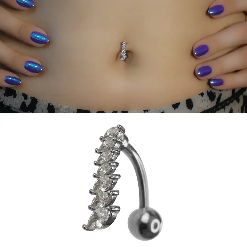 1,6 mm Kalınlıkta Pure Marquise Cerrahi Çelik Göbek Piercing Boyut Ve Duruş Bilgisi