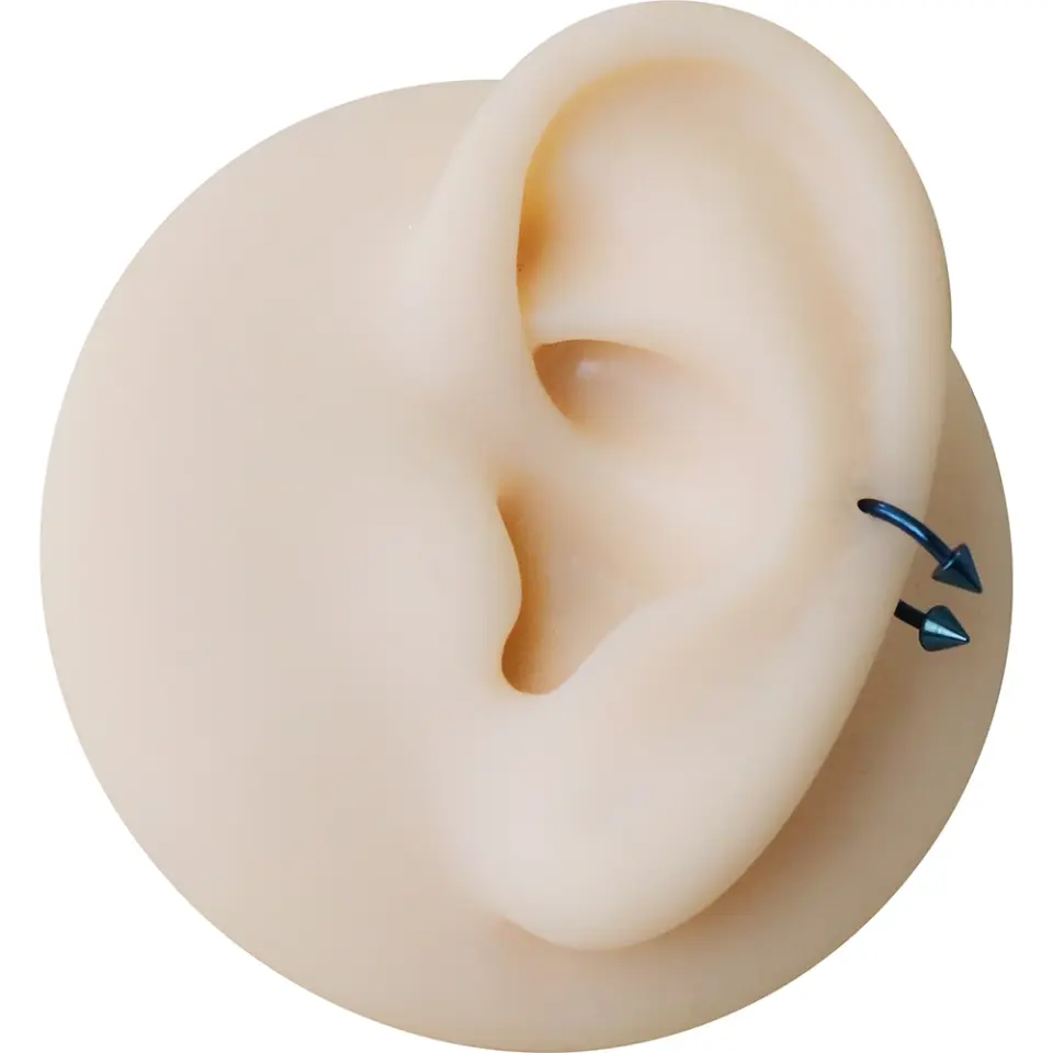 Tragus ve septum kullanımı için uygun paslanmaz mavi spike burun dudak kıkırdak piercing