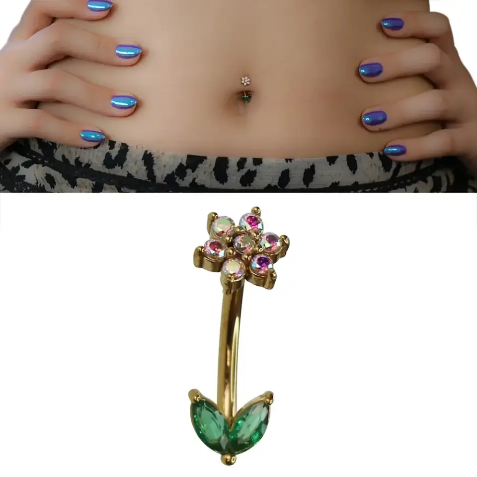 1,6 mm Kalınlıkta Eternal Bloom Cerrahi Çelik Göbek Piercing Boyut Ve Duruş Bilgisi