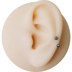 Taşlı Çelik Yarım Halka Piercing, Tragus-Daith-Helix-Dudak-Septum