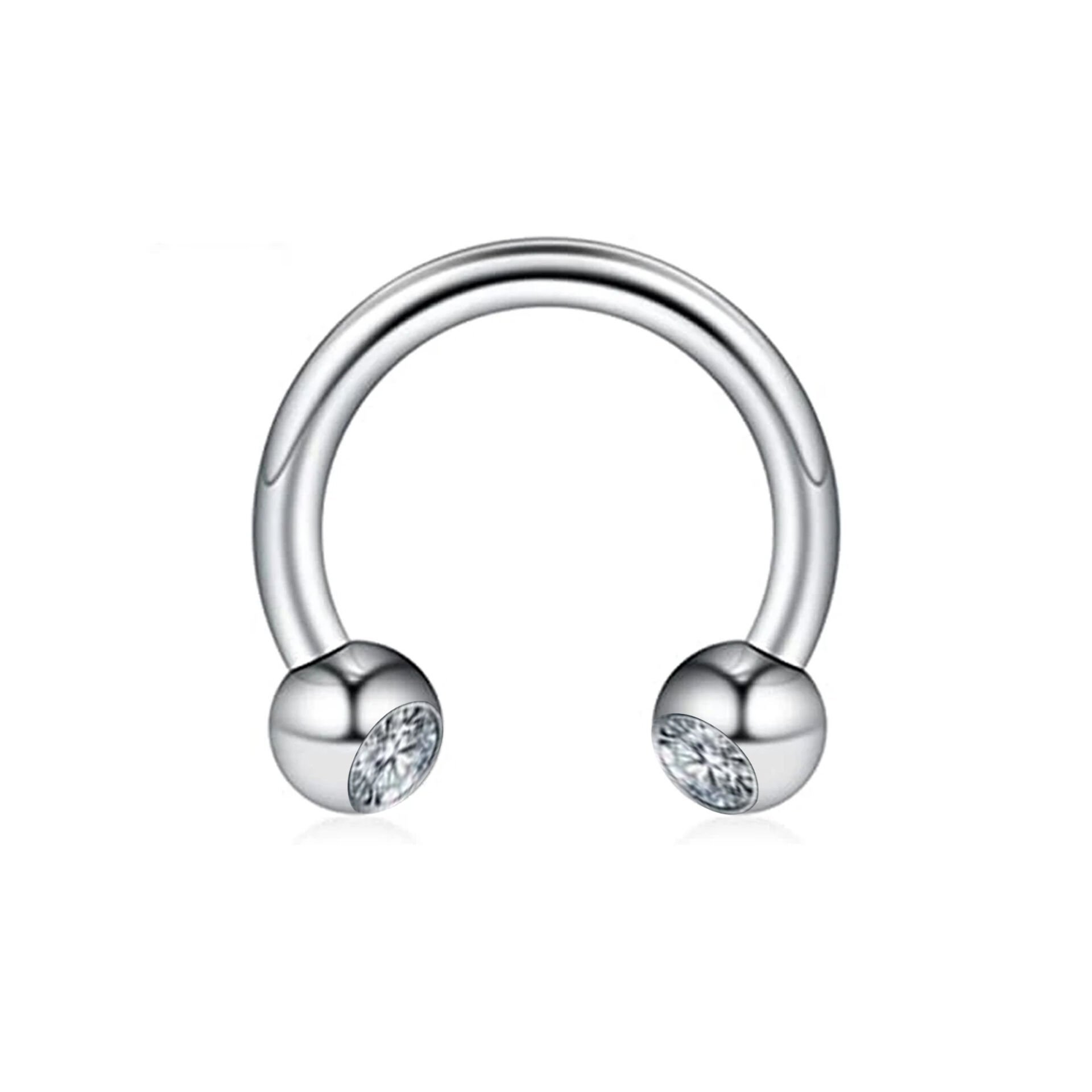 Taşlı Çelik Yarım Halka Piercing, Tragus-Daith-Helix-Dudak-Septum