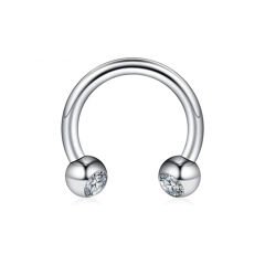 Taşlı Çelik Yarım Halka Piercing, Tragus-Daith-Helix-Dudak-Septum