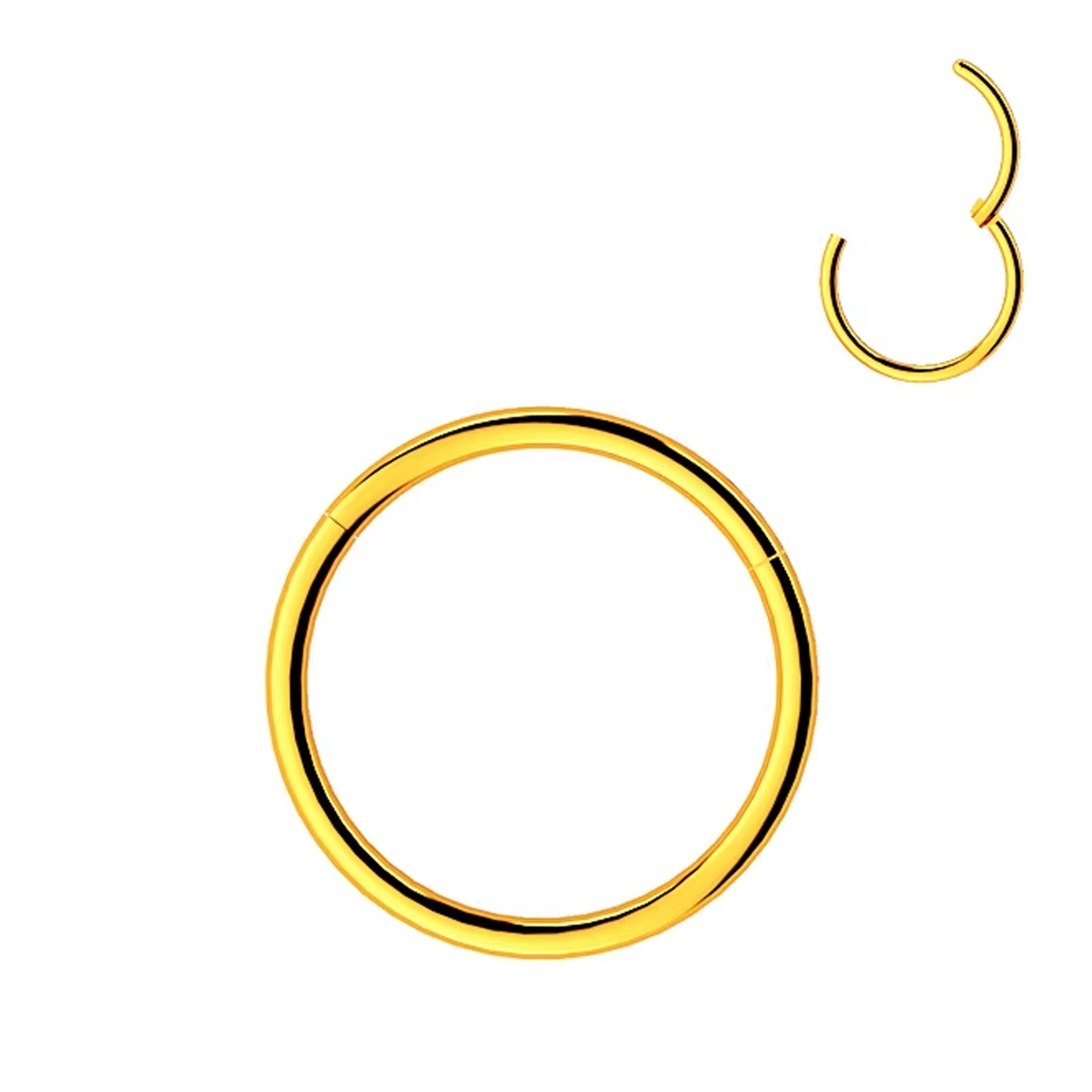 Gold Çelik Kilitli Halka Piercing, Tragus-Smiley-Helix-Dudak-Auricle-Kıkırdak