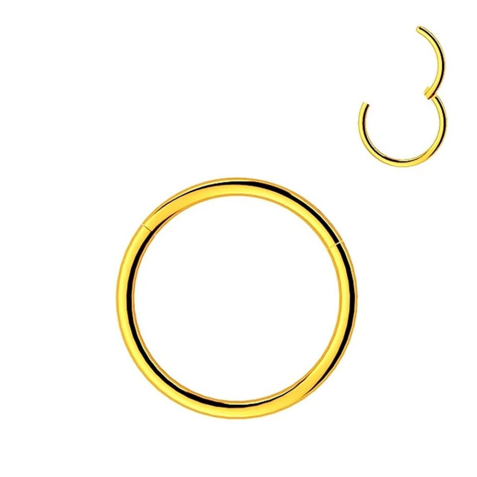 Gold renkli menteşeli clicker kilitli halka tasarımı 316L cerrahi çelik septum burun kıkırdak piercing