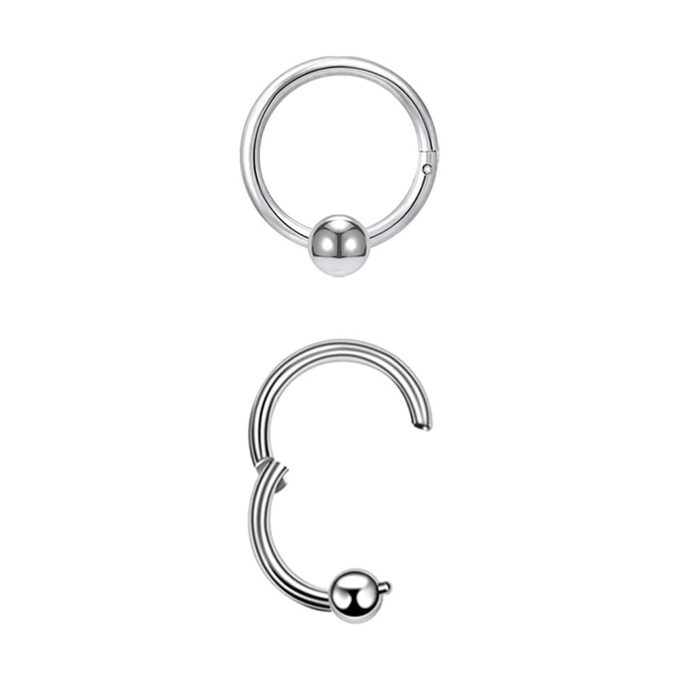 Gümüş renkli menteşeli clicker Toplu tasarımı 316L cerrahi çelik halka septum kıkırdak piercing