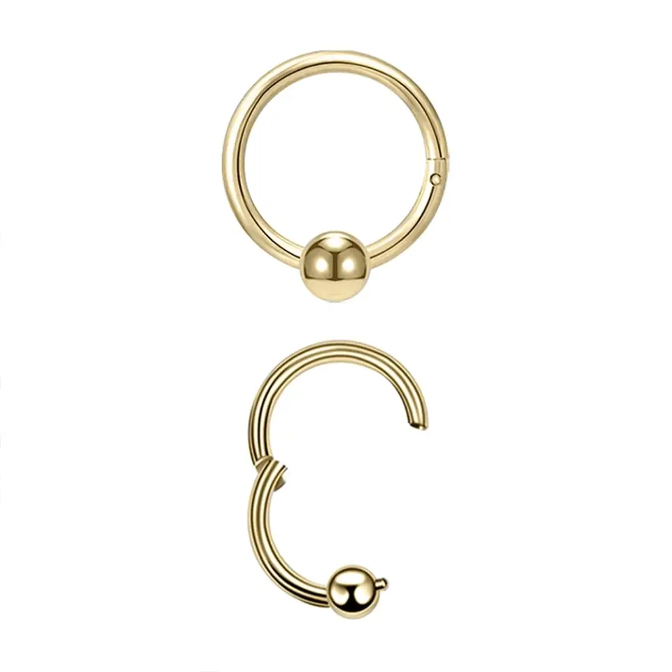 Gold renkli menteşeli clicker Toplu tasarımı 316L cerrahi çelik halka septum kıkırdak piercing