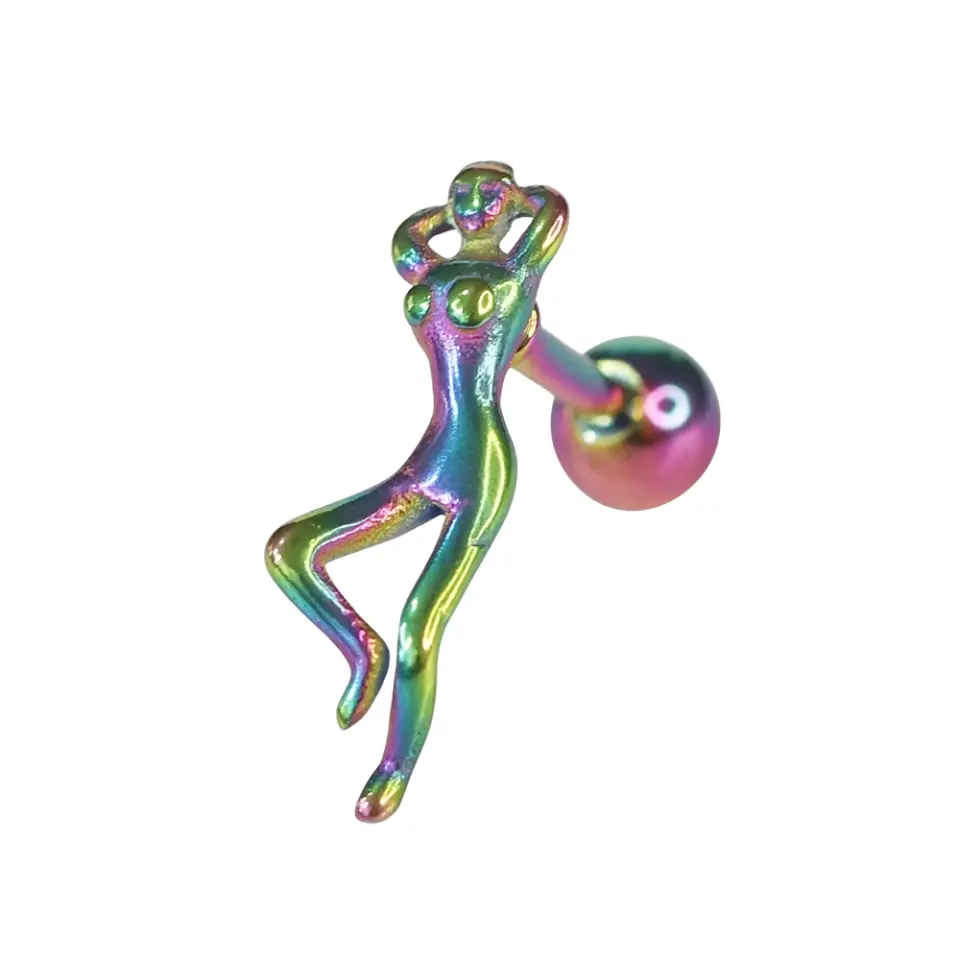 Gökkuşağı Confidence - Özgüven Figürlü 316L Cerrahi Çelik Kıkırdak Helix Piercing