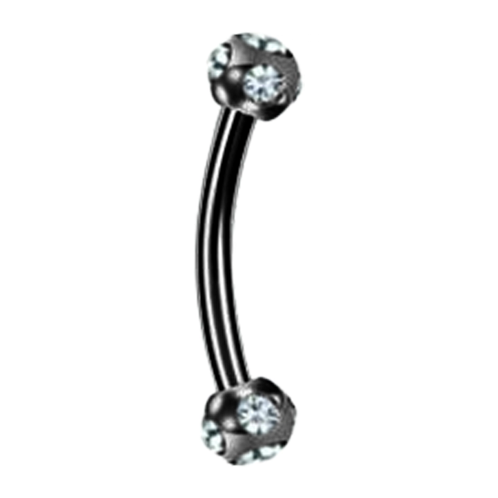 Çok Taşlı Top Tasarımlı siyah rengi 316L Cerrahi Çelik Kaş ve Rook Piercing
