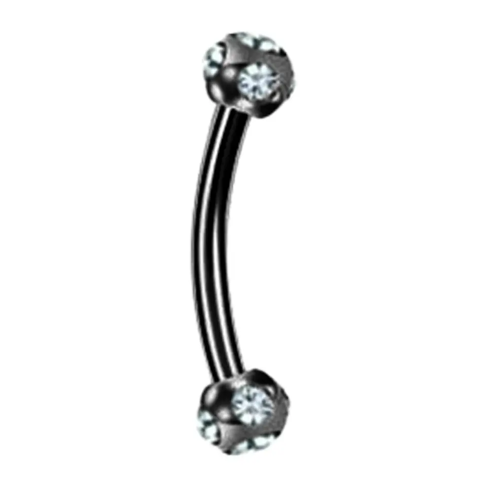 Çok Taşlı Top Tasarımlı siyah rengi 316L Cerrahi Çelik Kaş ve Rook Piercing