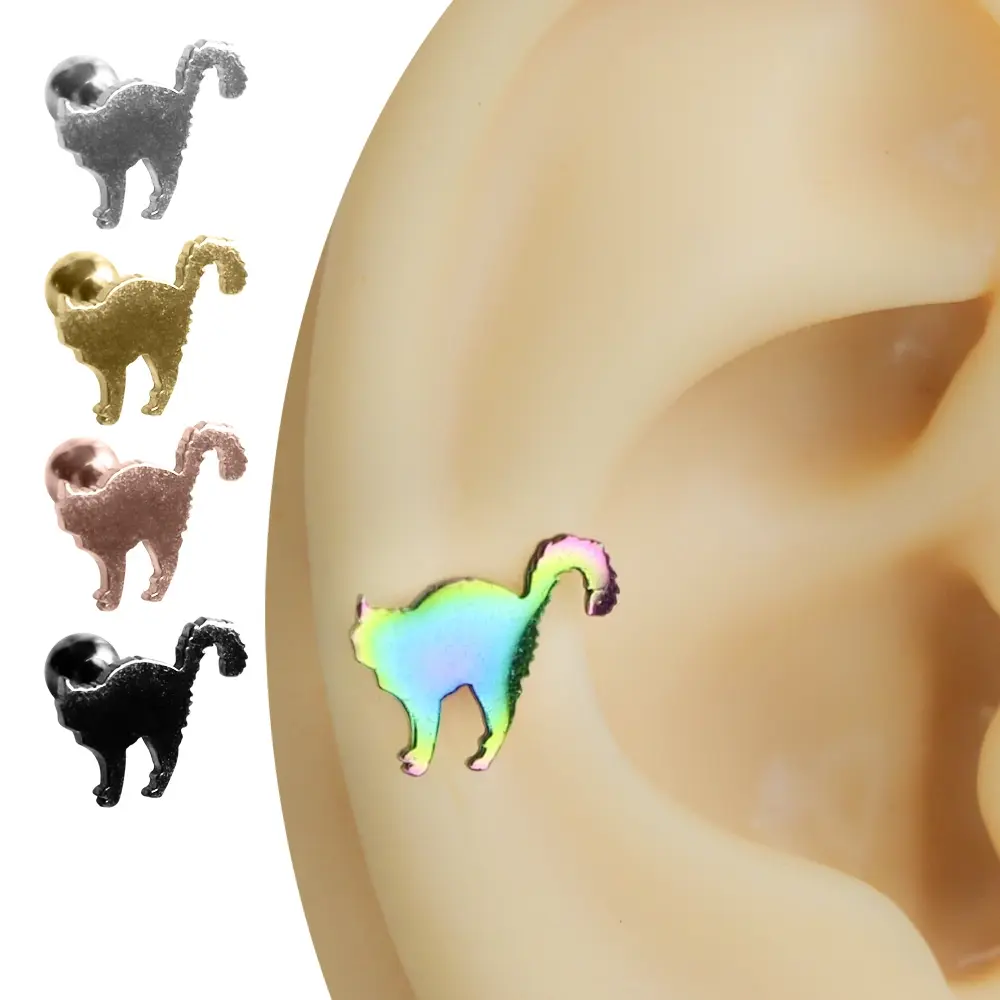 Kulak kıkırdağında şık duran paslanmaz kızgın kedi tasarım kıkırdak helix piercing