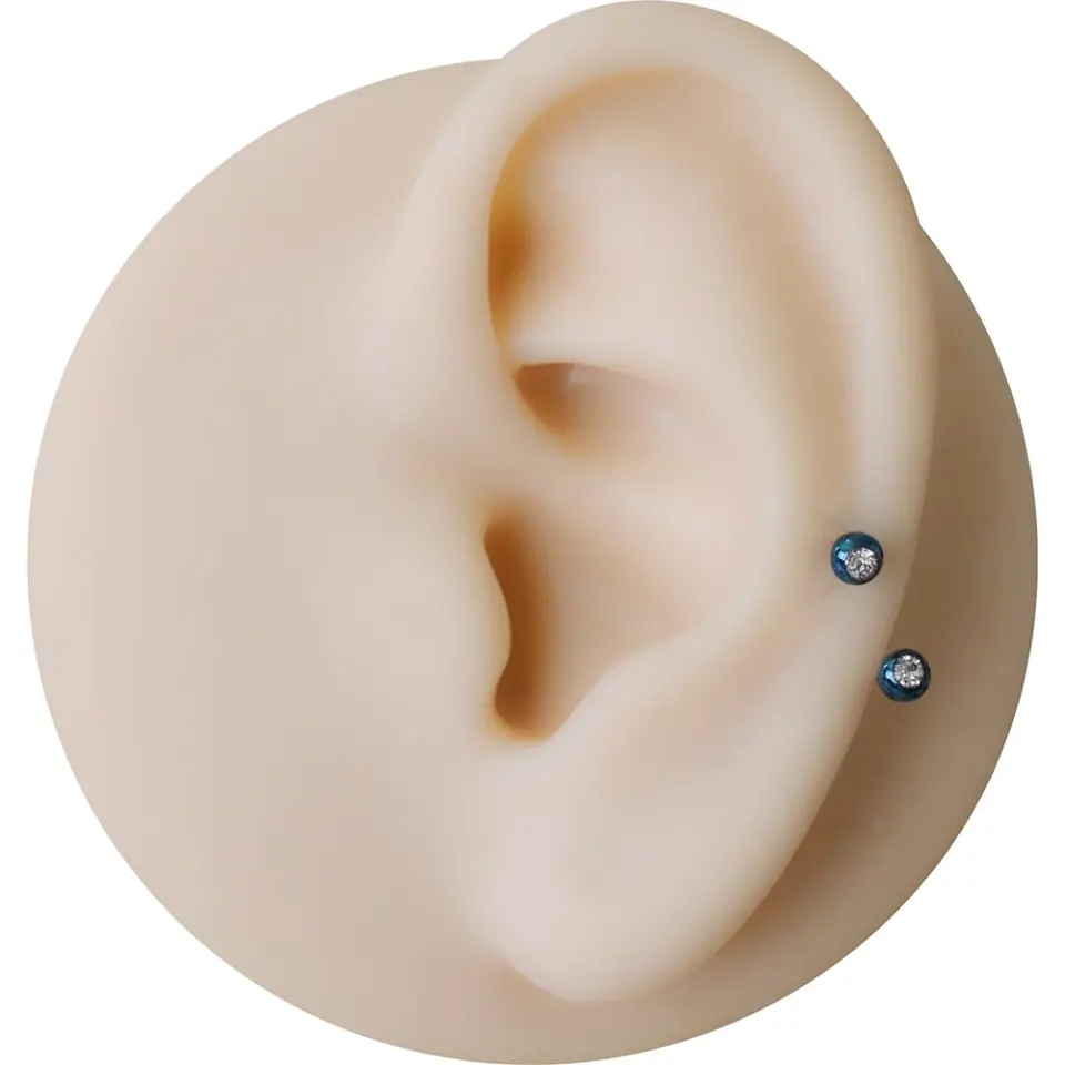 Helix ve tragus kullanımı için uygun paslanmaz mavi burun dudak kıkırdak piercing