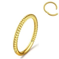 Çelik Kilitli Burgulu Gold Halka Piercing, Tragus-Smiley-Helix-Dudak-Auricle-Kıkırdak