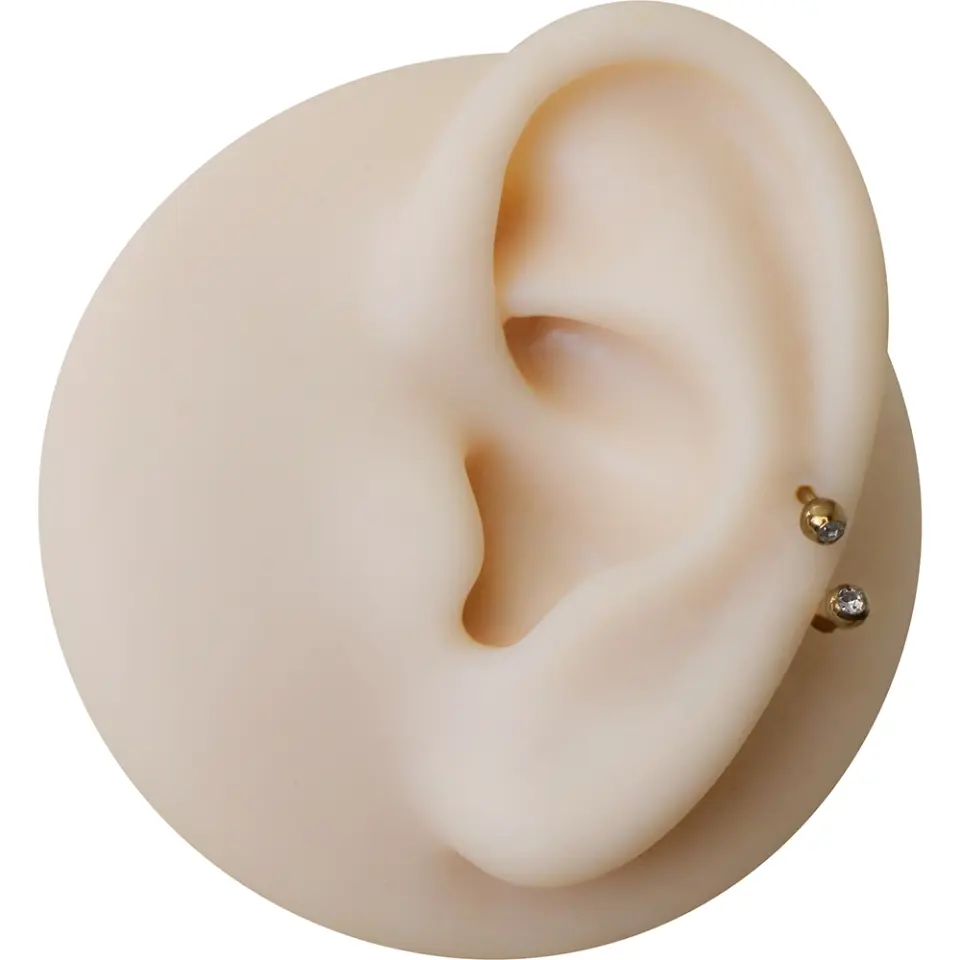 Helix ve tragus kullanımı için uygun paslanmaz altın taşlı burun dudak kıkırdak piercing