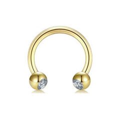 Taşlı Çelik Yarım Halka Piercing, Tragus-Daith-Helix-Dudak-Septum
