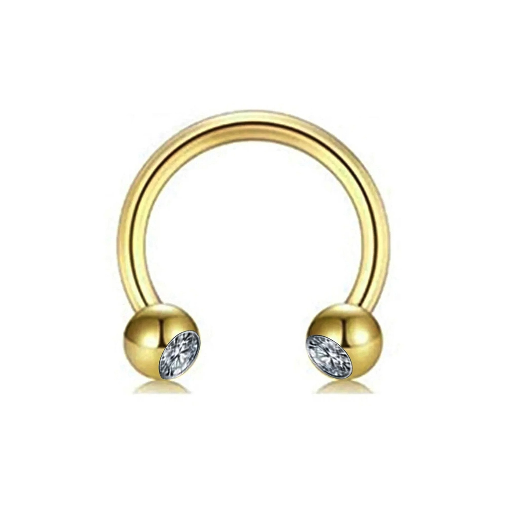 Altın renkli zirkon taşlı yarım halka tasarımı 316L cerrahi çelik burun dudak kıkırdak piercing