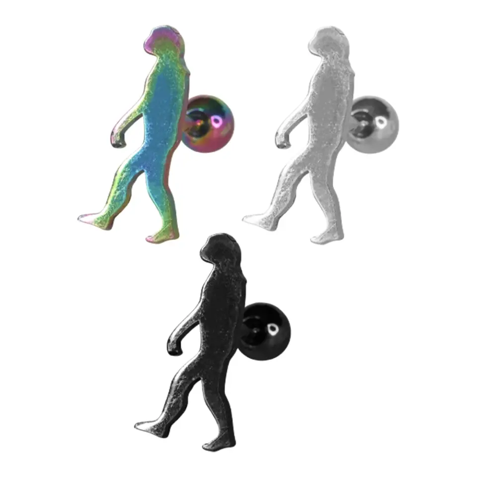 Gökkuşağı gümüş ve siyah renk seçenekli kararmayan 316L çelik helix kıkırdak piercing modelleri