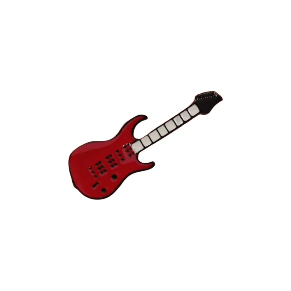Kırmızı elektro gitar figürlü mineli rozet