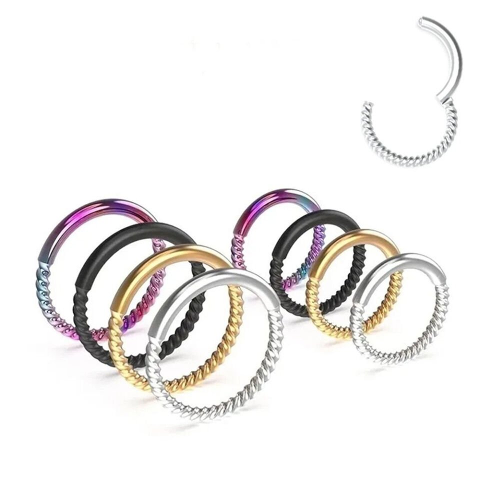 Burmalı 316L cerrahi çelik halka septum helix kıkırdak piercing renkleri