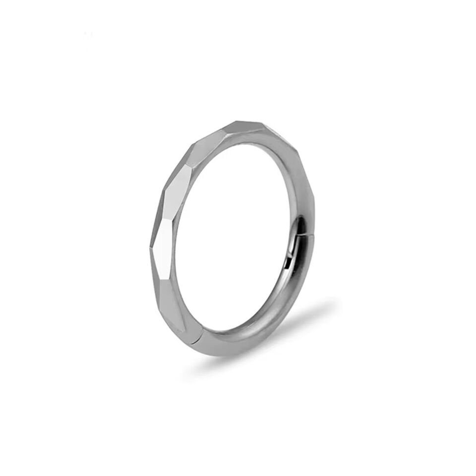 Facet Kesim Gümüş Renk Menteşeli Clicker 316L Cerrahi Çelik Halka Septum Kıkırdak Piercing 8mm