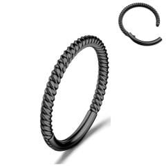 Çelik Kilitli Burgulu Siyah Halka Piercing, Tragus-Smiley-Helix-Dudak-Auricle-Kıkırdak